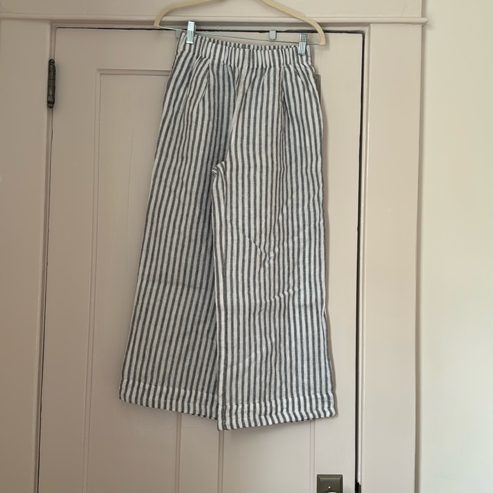 Reformation Striped Ankle Pants - Gray and White